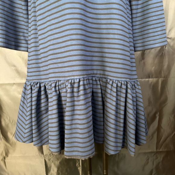 Women's Kate Spade 3/4 Sleeve Striped Dress Black Blue Zipper Peplum Size 12 - Picture 5 of 16